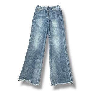 Judy Blue Something New Cross Over High Rise Dad Straight Jeans Women’s Size 28